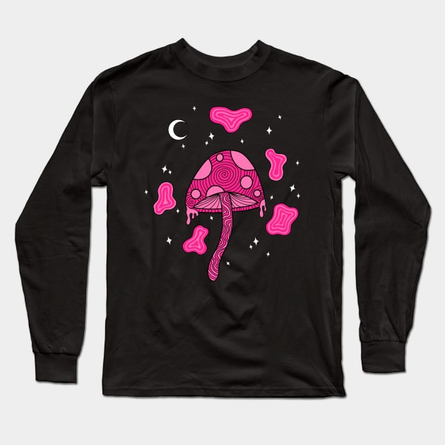 Pink Mushroom Long Sleeve T-Shirt by Ur Local Hippie